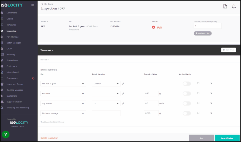 product inspection seed to sale qms