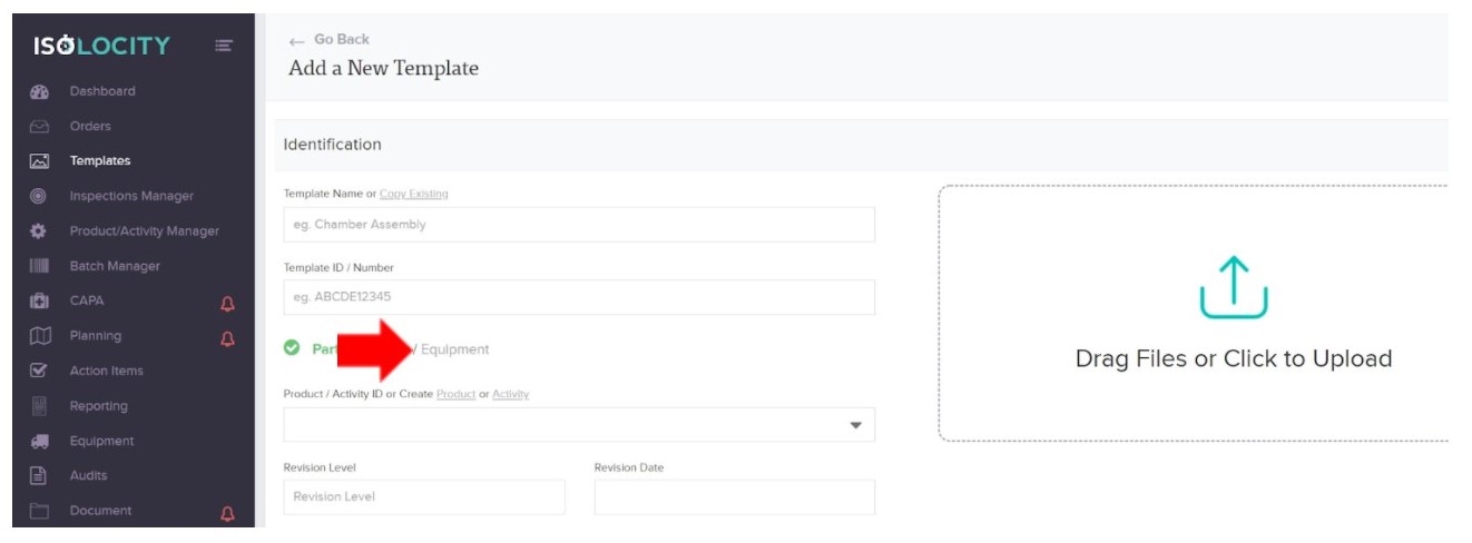 equipment report template quality management system