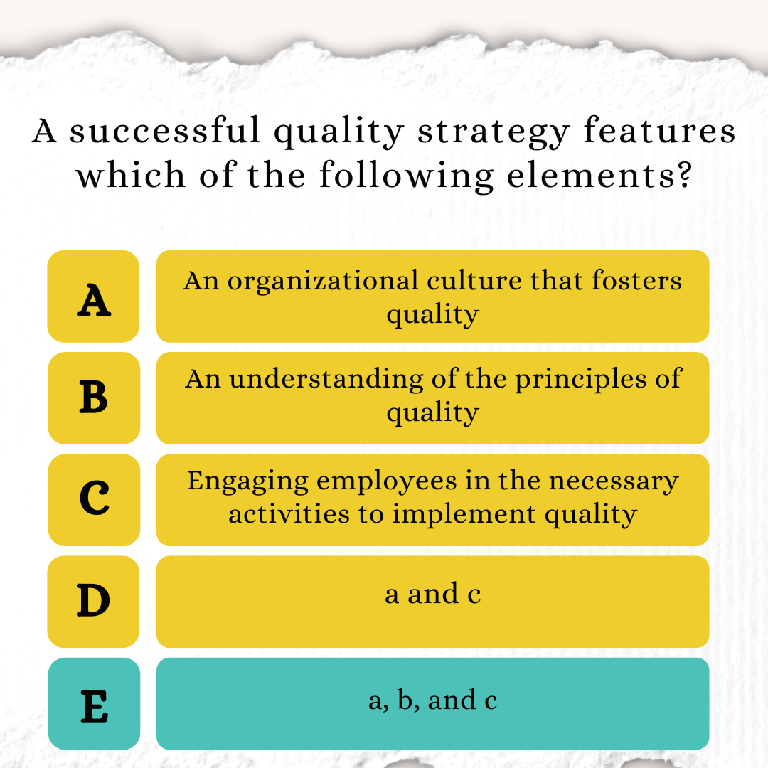 A successful quality strategy features which of the following elements