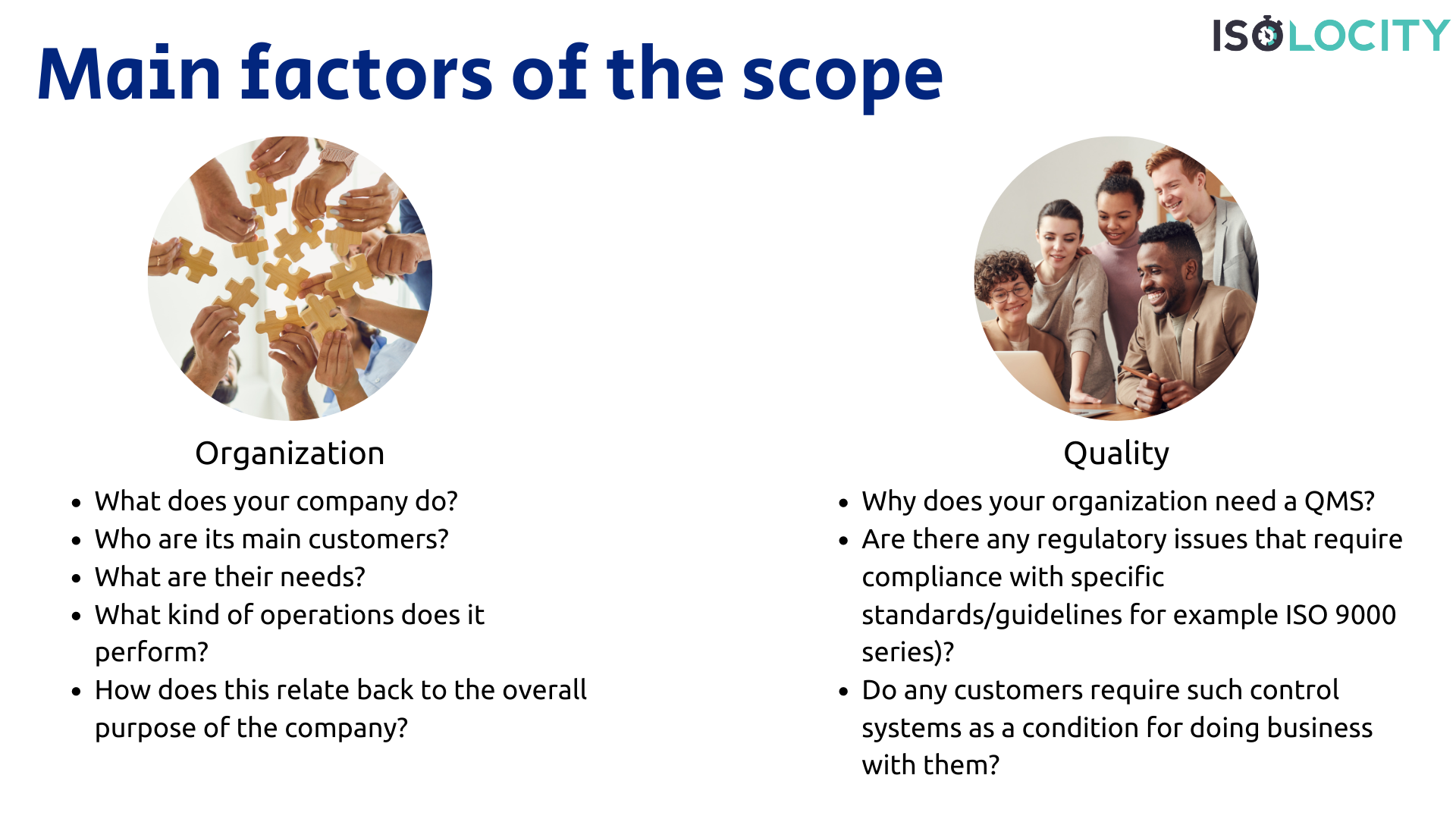 Main factors of the scope