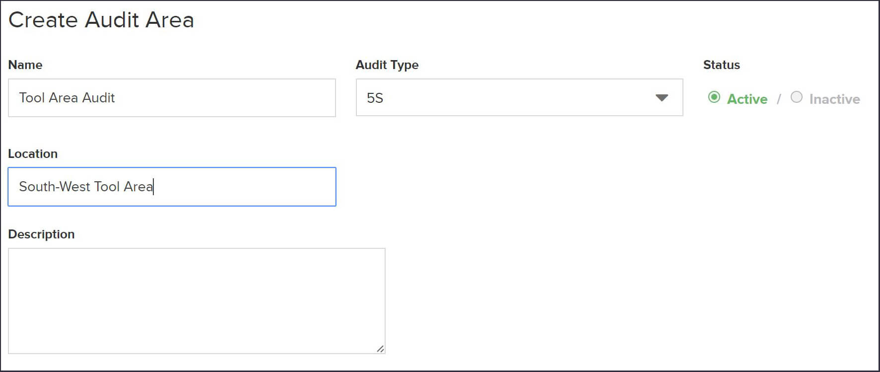 5S In the Workplace: Audit Area