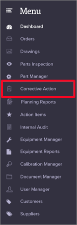 Create Corrective Action Report From Scratch - Menu - Quality Management Software